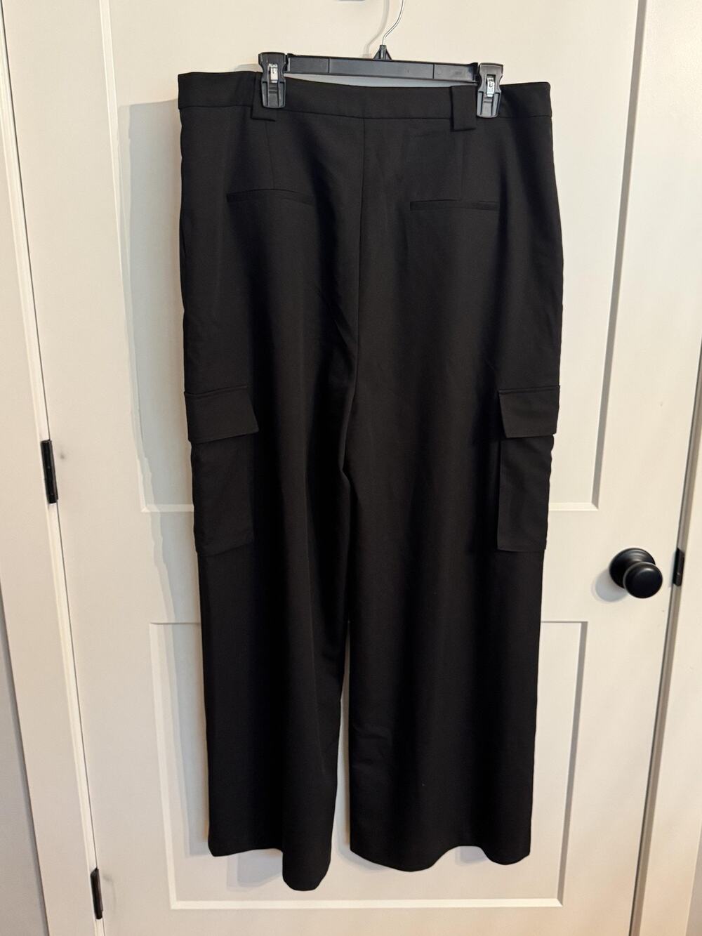 ASOS DESIGN Dress Pants Sz 14 Black Cargo Pleated Wide Leg Stretch Capsule Work